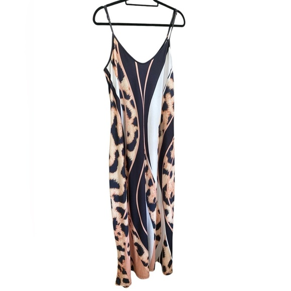 Elegant Leopard Print Maxi Dress Women’s Size Large  Spandex 5% - Picture 13 of 15